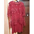 Women's Plus Size Curve Wedding Guest Dress Lace A Line Dress Floral Round Neck Lace 3/4 Length Sleeve Spring Summer Casual Mother‘s Day Knee Length Dress Daily Holiday Dress