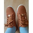 Women's Sneakers Plus Size Daily Lace-up Flat Heel Round Toe Casual PU Leather Lace-up Solid Colored Black White Brown