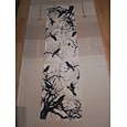 Silhouette Tree Crows Halloween Table Runner, Branches Fall Kitchen Dining Table Decoration for Outdoor Home Party