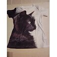 Women's T shirt Tee Black Cat 3D Print Short Sleeve Casual Weekend Basic Round Neck Regular Fit 3D Cat Painting