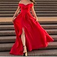 a-line aftenkjole berømthedskjole rød grøn kjole gallakjole gulvlængde korte ærmer v-hals efterår bryllup gæst satin med slids 2024
