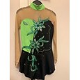 Figure Skating Dress Women's Girls' Ice Skating Dress Outfits Black / Green Patchwork Spandex Stretch Yarn High Elasticity Competition Skating Wear Classic Long Sleeve Figure Skating