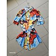 Satin Artistic Still Life Print Maxi Shirt Dress