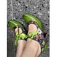 Γυναικεία Γόβες Vintage παπούτσια Μέρι Τζέιν Χειροποίητα Παπούτσια Vintage παπούτσια Γάμου Πάρτι Φλοράλ Κορδόνια Γατίσιο Τακούνι Κομψό Βίντατζ Δέρμα Δαντέλα μέχρι πάνω Πράσινο