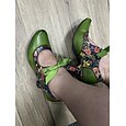 Γυναικεία Γόβες Vintage παπούτσια Μέρι Τζέιν Χειροποίητα Παπούτσια Vintage παπούτσια Γάμου Πάρτι Φλοράλ Κορδόνια Γατίσιο Τακούνι Κομψό Βίντατζ Δέρμα Δαντέλα μέχρι πάνω Πράσινο