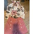 2 deler Barn Jente Blomstret Shorts dress Sett Ermeløs Aktiv utendørs Bomull 3-7 år Sommer Flerfarget Rosa Vin