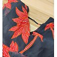Maxi-jurk met bladbloemenprint en v-hals