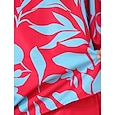 Pentru femei Cămașă Bluză Seturi de pantaloni Floral Imprimeu Vacanță Elegant Episcop Manșon Lung Pe Umăr Fucsia Vară Primăvară