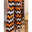Femme Chemise Ensembles de pantalons Rayé Imprimer Rendez-vous mode Bouffantes manche longue Epaules Dénudées Orange Eté Printemps