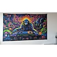 Tapeçaria de luz negra brilho reativo uv no escuro dj chimpanzés animal trippy enevoado natureza paisagem tapeçaria suspensa mural de arte de parede para sala de estar quarto