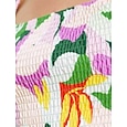 kvinders chiffonkjole blomstret rynket lagdelt u-hals off shoulder pufærmer midikjole hawaiiansk afslappet ferie sommer forår