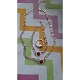 set di gioielli da donna con catena in oro e pietra preziosa quadrata rossa: collana, bracciale e anello per matrimoni, feste e occasioni eleganti