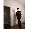 Burgundy šedé pánské obleky svatební party obleky jednobarevné 3dílný smoking denní business plus size s jedním knoflíkem