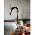 kuchyňská baterie - jednoručková jednootvorová galvanicky pokovená vytahovací / stahovací středová retro vintage kuchyňské baterie