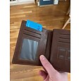 pánská vintage peněženka z umělé kůže - rozdvojka se zipem, sloty na více karet, blokování RFID a bezpečné zapínání na patentky