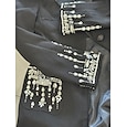 Blazer Bianco Nero Abito A-Line Abito da Sera Vintage Tuxedo Formale Matrimonio Lunghezza Al Pavimento Maniche Lunga Collo a Camicia con Strass Glitter