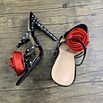 Women’s Polka Dot Stiletto Sandals with Red Rose Embellishment, Strappy Open Toe High Heels for Cocktail Party, Nightlife, and Date Night Outfits