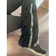 dámské mokasínové semišové třásňové kozačky ke kolenům - vintage boho styl, vyšívané detaily, pohodlná podrážka, ideální na festivalové nošení i běžné outfity
