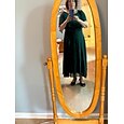 Women's  Wedding Guest Cocktail Dress Chiffon Ruffle Elegant Formal Midi A Line Dress Crew Neck Short Sleeve Flared Sleeve Dark Green Color