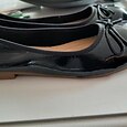 Women's Red Patent Leather Ballet Flats - Classic Round Toe Slip-On Shoes with Bow Detail for Casual and Office Wear