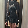 Vestido de patinaje artístico Mujer Chica Patinaje Sobre Hielo Vestidos Accesorios Negro Espalda Abierta Malla Licra Elástico Entrenamiento Profesional Competición Ropa de Patinaje Hecho a mano