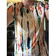 Mujer Camiseta Graphic Geométrico A Rayas Vintage Elegante Clásico Manga Corta Cuello Barco Tops regulares Diario Estampado Negro Blanco Azul Real Azul Piscina Morado Verano Primavera