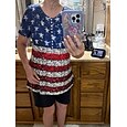 Camiseta de mujer del Día de la Independencia patriótica del Cuatro de Julio con gráfico de bandera vintage elegante clásica de manga corta cuello redondo tops regulares impresión diaria fin de
