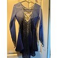 Figure Skating Dress Women's Girls' Ice Skating Dress Blue Stretchy Training Competition Skating Wear Thermal Warm Crystal / Rhinestone Long Sleeve Ice Skating Figure Skating