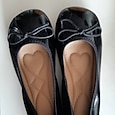 Women's Red Patent Leather Ballet Flats - Classic Round Toe Slip-On Shoes with Bow Detail for Casual and Office Wear