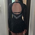 Vestido de patinaje artístico Mujer Chica Patinaje Sobre Hielo Vestidos Accesorios Negro Espalda Abierta Malla Licra Elástico Entrenamiento Profesional Competición Ropa de Patinaje Hecho a mano