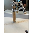 rubinetto per lavabo da bagno rubinetti ultra collezione euro oro con maniglia singola in pietra - rubinetto per lavabo da incasso con corpo alto a un foro con beccuccio curvo