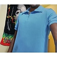 Per uomo Polo con zip Maglia da golf Vacanza Casuale Bavero Zip a un quarto Manica Corta Moda Essenziale Semplice A coste Zip a un quarto Estate Vestibilità aderente Blu chiaro Bianco Blu marino
