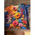 Per donna maglietta Floreale Color Block Informale Manica corta Rotonda Top regolari Giornaliero Stampa Arcobaleno Estate