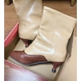 Dames Laarzen Knooplaarzen Bullock Shoes Grote maten Buiten Feest Dagelijks Effen Kleur Kleine hak Elegant Bohemen Vintage PU Veters Zwart Wit Bruin
