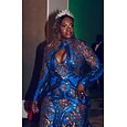 Mermaid / Trumpet Evening Gown Elegant Dress Formal Prom Court Train Short Sleeve Queen Anne Sequined with Sequin
