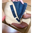 Dames Laarzen Knooplaarzen Bullock Shoes Grote maten Buiten Feest Dagelijks Effen Kleur Kleine hak Elegant Bohemen Vintage PU Veters Zwart Wit Bruin