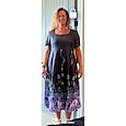 Per donna Abito Midi Vestito Casual Vestito a ruota Abito a trapezio Abito Estivo Streetwear Formale Linea A Vacanza Streetwear Ferie Vestibilità regolare Floreale Manica Corta Collo quadrato Rosso