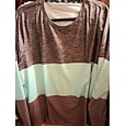 Maglietta da donna a maniche lunghe tunica grafica color block a strisce vintage elegante classica top regolari stampa quotidiana weekend verde autunno