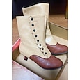 Dames Laarzen Knooplaarzen Bullock Shoes Grote maten Buiten Feest Dagelijks Effen Kleur Kleine hak Elegant Bohemen Vintage PU Veters Zwart Wit Bruin