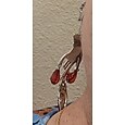 Pendientes góticos de mano y corazón de Halloween para mujer, joyas colgantes de plata con detalles de cristal rojo para fiestas de disfraces y cosplay.