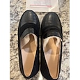 mocassini casual neri slip-on da donna – design comodo in pelle scamosciata e motivo coccodrillo, calzature eleganti per tutti i giorni