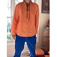 Voor heren Overhemd Linnen overhemd Viking-stijl Zomer overhemd Strand Kleding Effen Kleur Vakantie Straat Wit Oranje Groen Licht Blauw Lange mouw Zonder Kraag Kleding