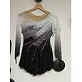 Figure Skating Dress Women's Girls' Ice Skating Dress Blue+Green Black Patchwork Glitter Mesh Spandex High Elasticity Practice Competition Skating Wear Handmade Crystal / Rhinestone Long Sleeve Ice