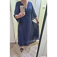 robe de cocktail pour invité de mariage pour femme en mousseline de soie unie à volants torsadée élégante robe d'été maxi col en V évasée manches 3/4