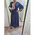 robe de cocktail pour invité de mariage pour femme en mousseline de soie unie à volants torsadée élégante robe d'été maxi col en V évasée manches 3/4