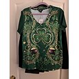 Día de San Patricio Mujer Camiseta Estampado Graphic Trébol Vintage Elegante Clásico Manga Corta Escote en Pico Tops regulares Diario Fin de semana Ropa de vacaciones Verde Trébol Verano Primavera