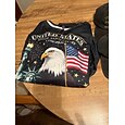 Día de la Independencia Aniversario Americano Patrón Sudadera Elegante Vintage de Moda para Mujer de Manga Larga Cuello Redondo Casual Hogar Invitada de Boda Botones Azul Primavera