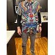 Hombre Música Hippie Camisa camisa hawaiana Abotonar la camisa Manga Corta Deportes Moda Ropa de calle Casual Exterior Hawaiano Verano Primavera Collar Cubano Estampado Azul Piscina Morado Arco Iris