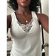 Débardeur pour femmes hauts de sortie débardeur de concert noir blanc bleu uni patchwork dentelle sans manches fête quotidien basique sexy décolleté réguliers S
