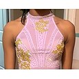 Robe de Patinage Artistique Femme Fille Patinage Robes Violet Claire Patchwork Dos ouvert Maille Spandex Haute élasticité Entraînement Professionnel Compétition Tenue de Patinage Classique Cristal